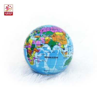 World Map 2.5" pu foam custom squishy squeez bouncy globe anti stress ball for kids